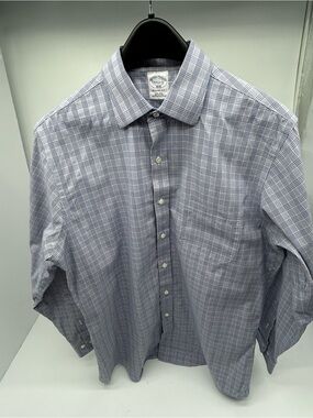 Brooks Brothers Classic Men's Blue Plaid Dress Shirt size 15.5